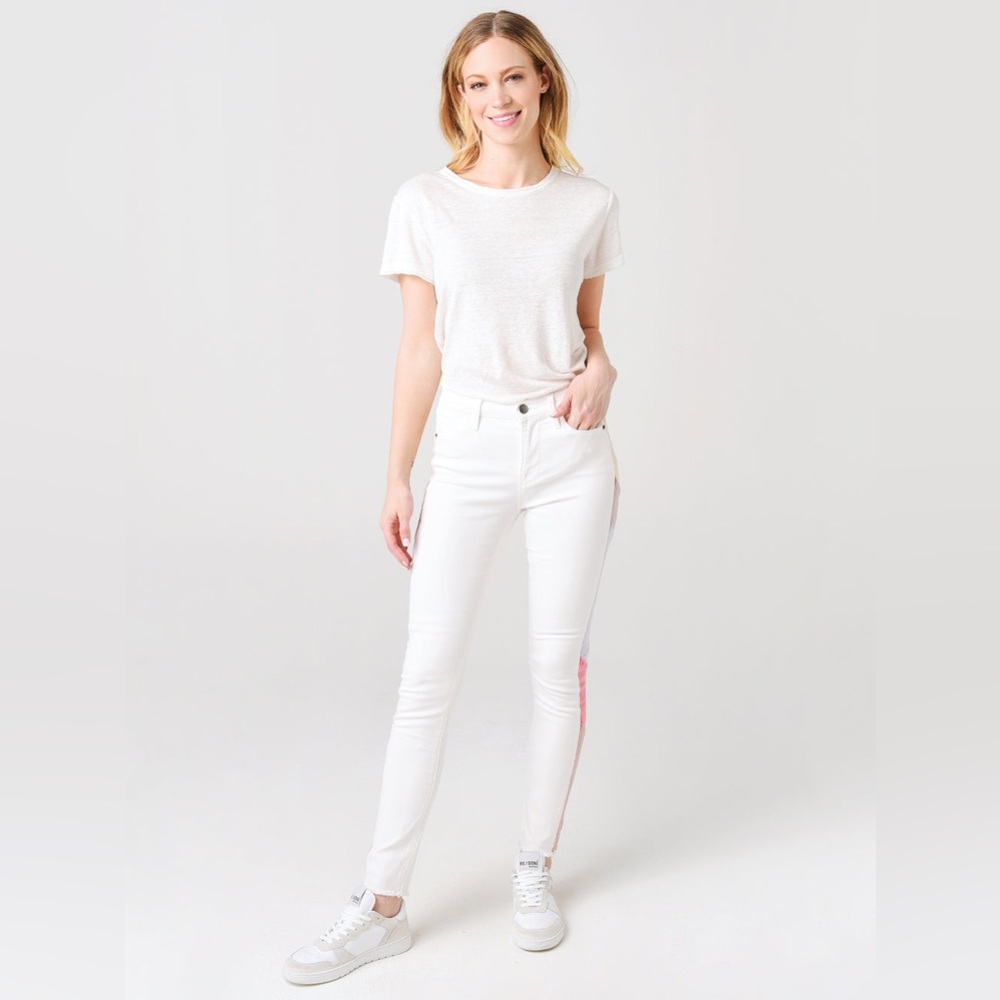 BNWT Frame denim Le High Skinny Color Block / Blanc Panel size 27
